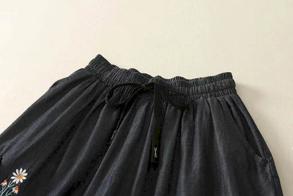 Denimelle Ruffle Waist Shorts