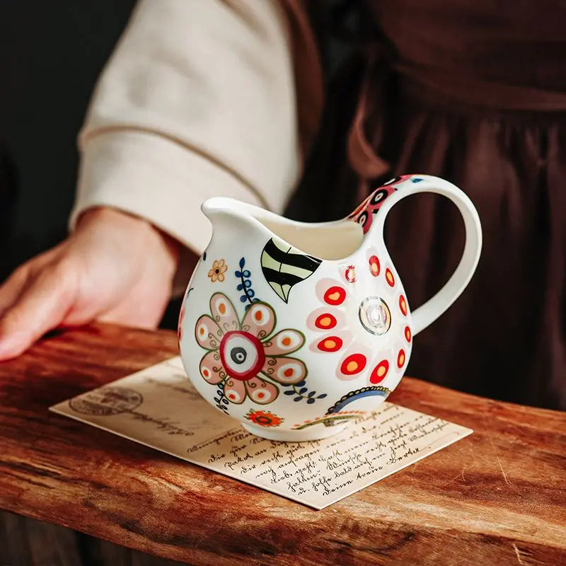 Hand-Painted Floral Milk Pot