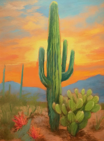 Cactus Bloom Collection Canvas Wall Art