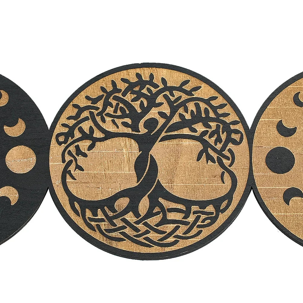 Wicca Moon & Life Tree Wooden Wall Decor