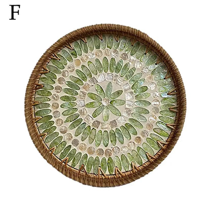 Colorful Shell Rattan Tray