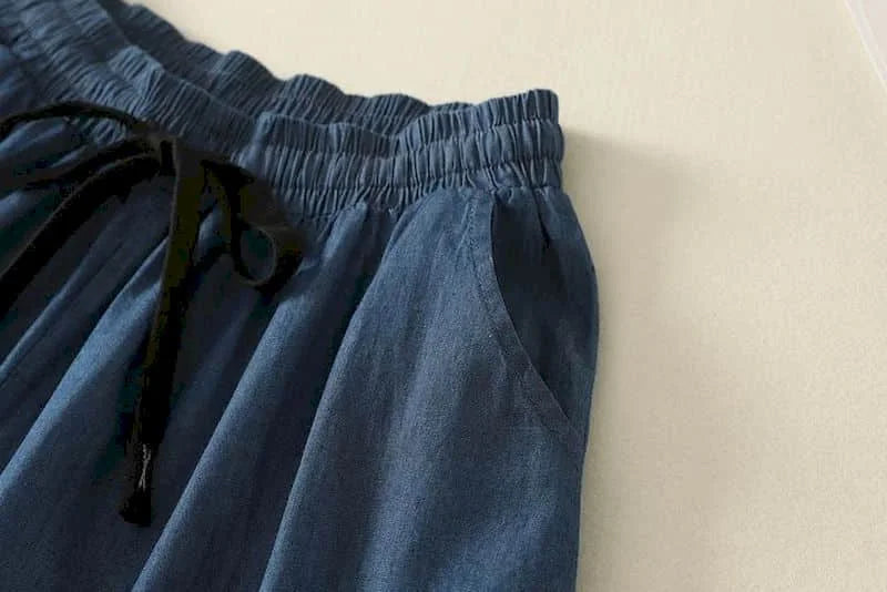 Denimelle Ruffle Waist Shorts