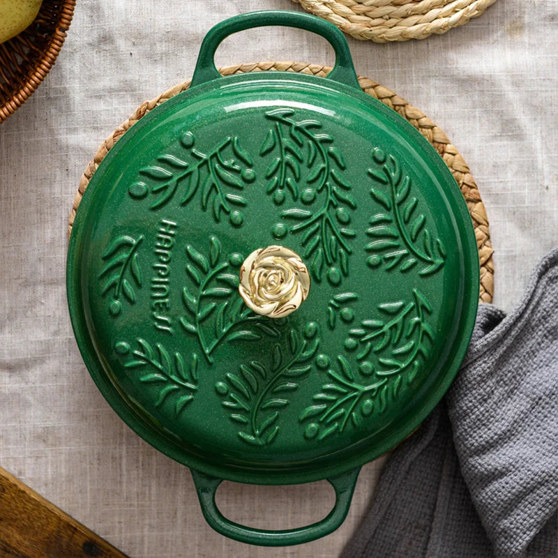 Green Cast Iron Cooking Pot