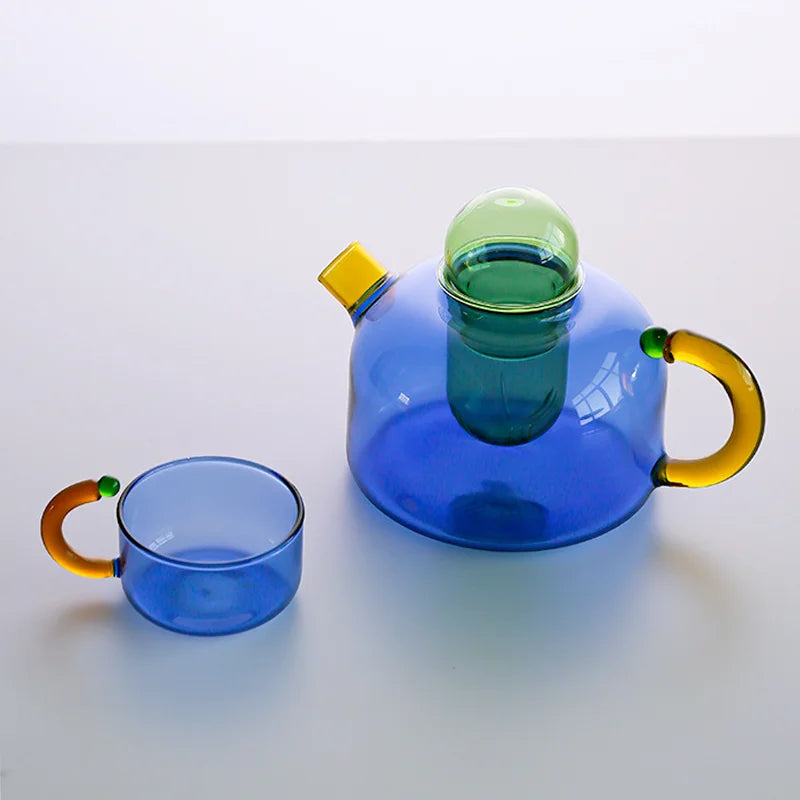 Contrasting Color Glass Tea Set