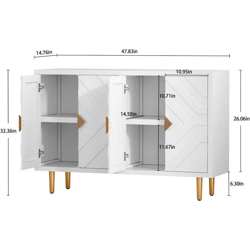 Buffet 48" avec portes à motif en relief