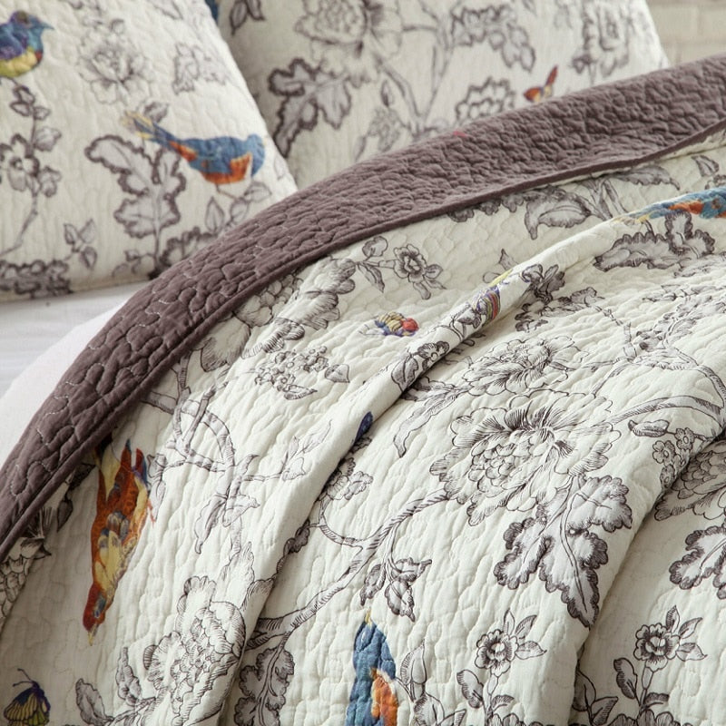 Handmade Colorful Birds Bedspread Set