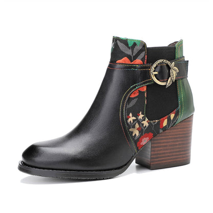 Floral Buckle Chelsea Boots