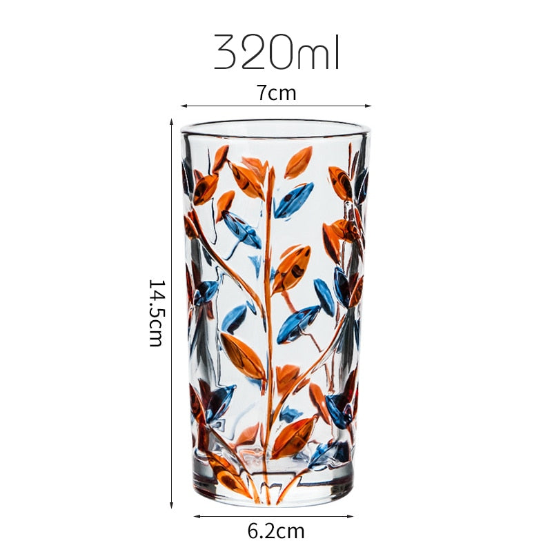 Hand Painted Leaf Glass Cup