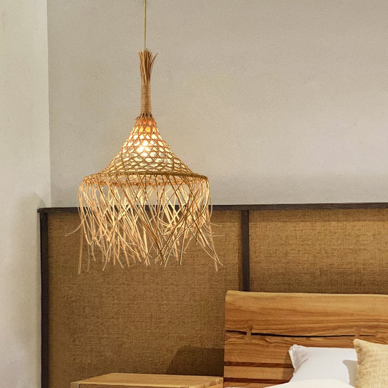 Hand-Woven Rattan Droplight Chandelier