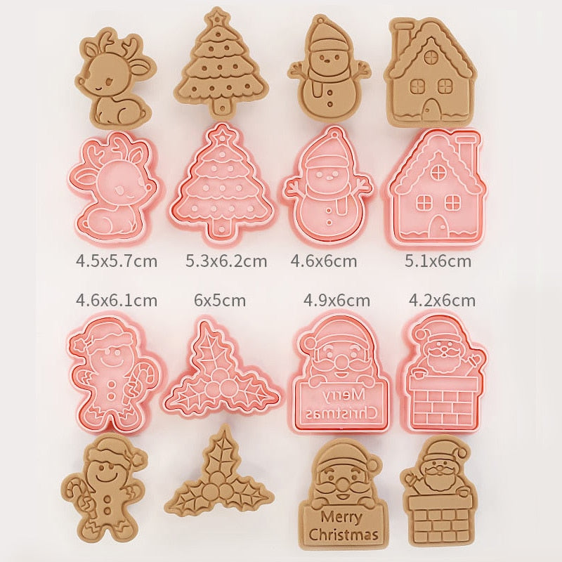 8Pcs 3D Christmas Cookie Mold