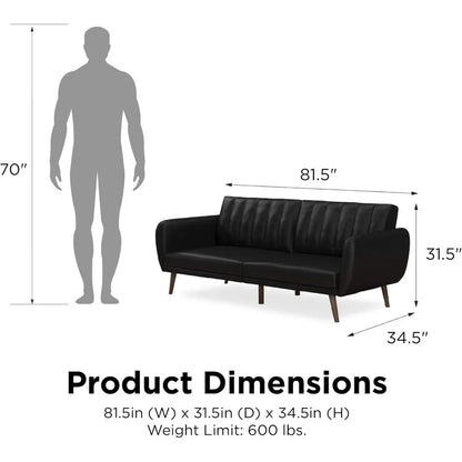 Premium Upholstery Black Faux Leather Sofa