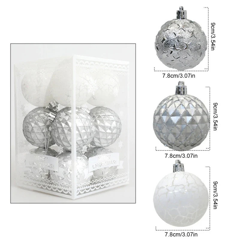 12Pcs Mix Pattern Christmas Ball Tree Decor