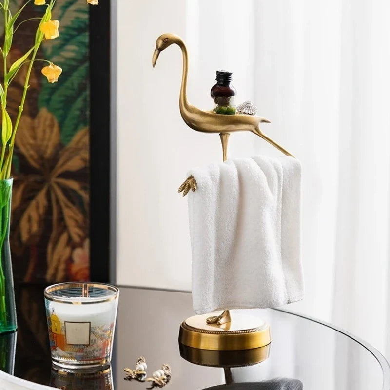 Brass Hand Towel Holder and Countertop Rack Bathroom Bedroom Tissue Towel Holder Rack