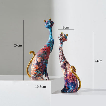 Long Neck Cats Decoration Figurines