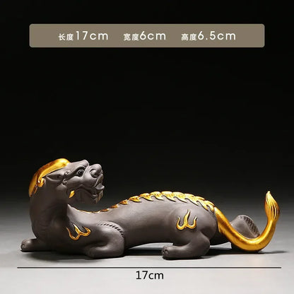 Black Ceramic Kung Fu Tea Set with Travel Case & Dragon Tea Pet