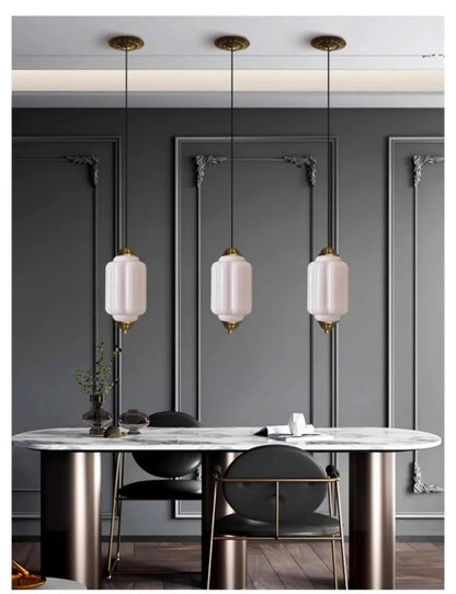 Suspension vintage en verre strié