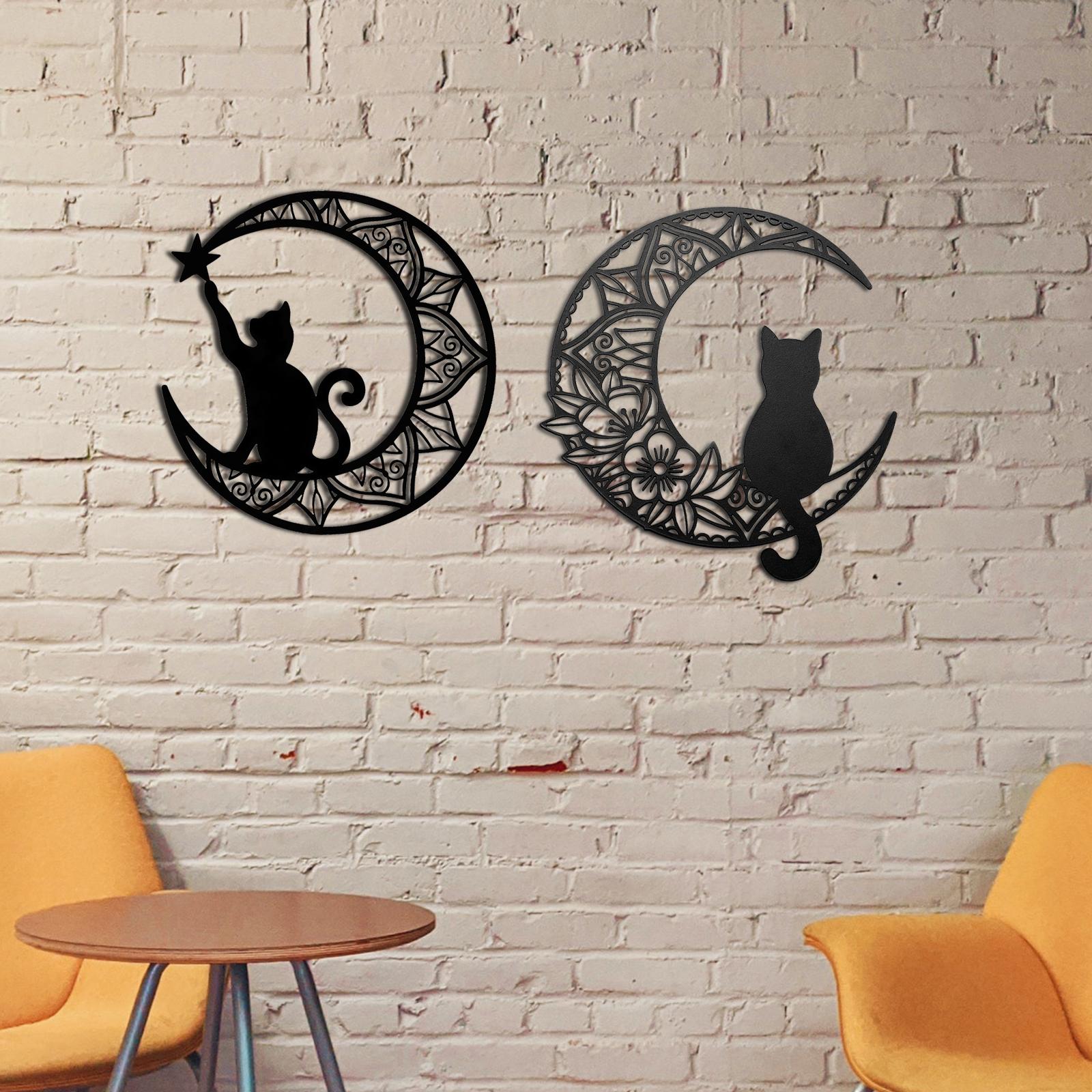 Celestial Cat Metal Wall Decor