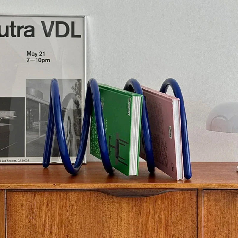 Modern Nordic Metal Book & Magazine Organizer