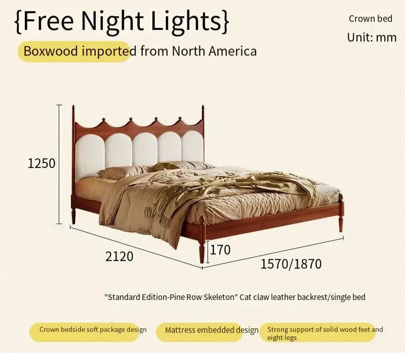 CrownRest™ Solid Wood Bed