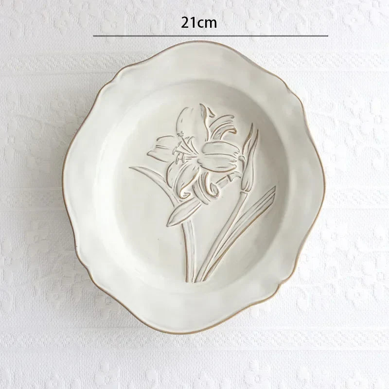 French Embossed Flowers Plates