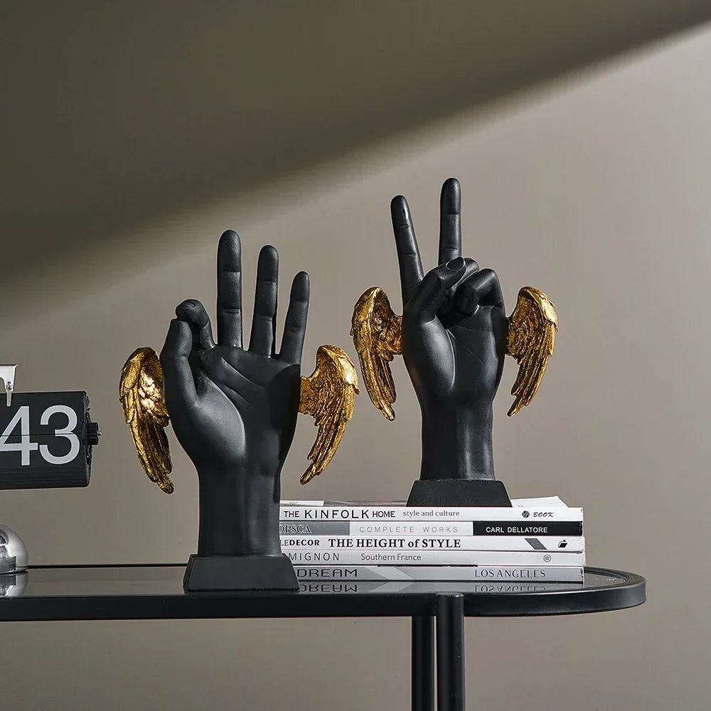 Modern Resin Hand Gesture Sculptures