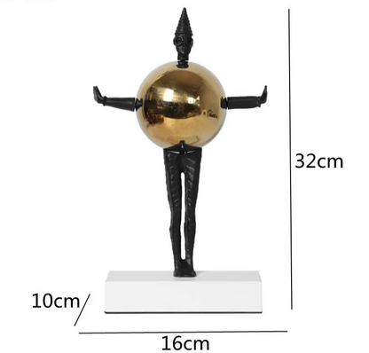 Abstract Metal Armor Ball Man Sculpture