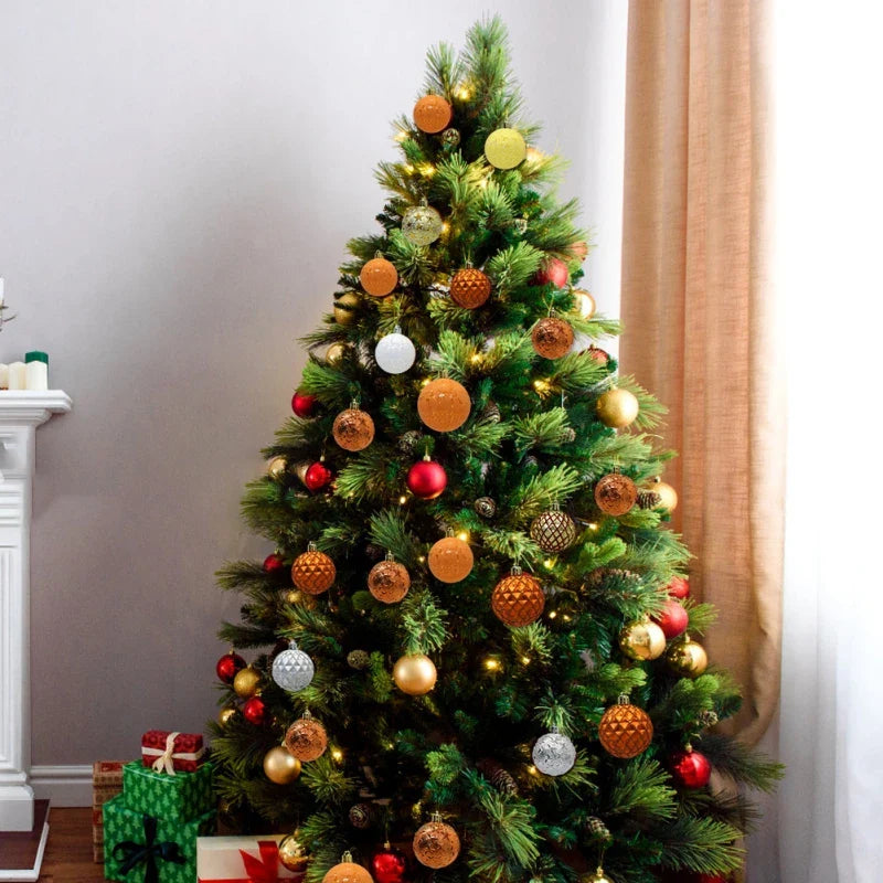 Decoración de árbol de bolas de Navidad con patrón mixto de 12 piezas