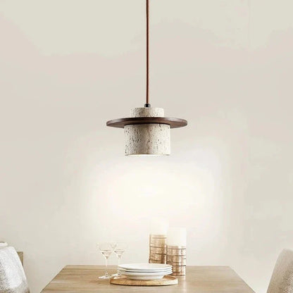 Vintage Stone Wood Pendant Lamp