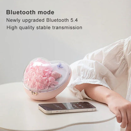 Romantic Heart Shaped Bluetooth Speaker with Eternal Flowers
