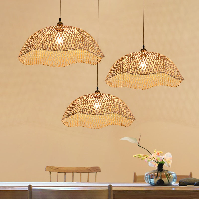 Bamboo Weaving Pendant Light Set