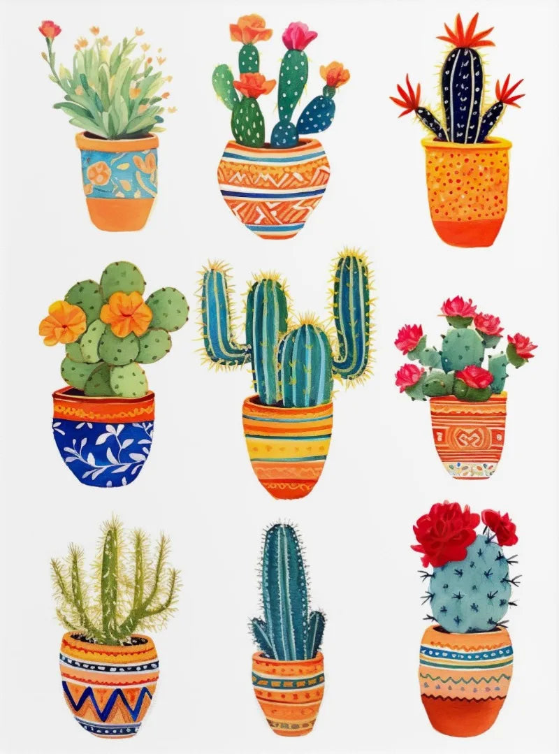 Cactus Bloom Collection Canvas Wall Art