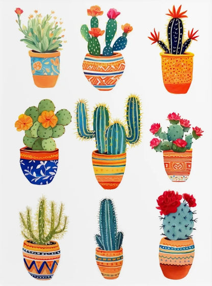 Cactus Bloom Collection Canvas Wall Art