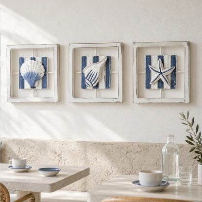 Wooden Conch Shell Wall Hanging- Mediterranean Ocean Décor