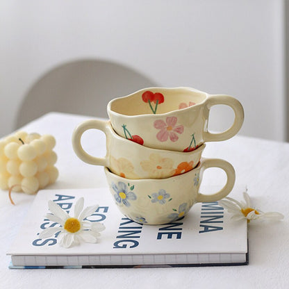 Vintage Floral Ceramic Coffee Mug