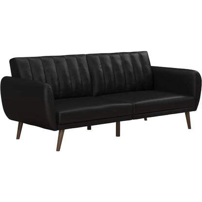 Premium Upholstery Black Faux Leather Sofa