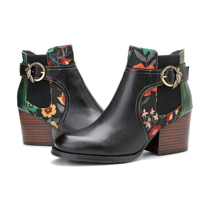 Floral Buckle Chelsea Boots