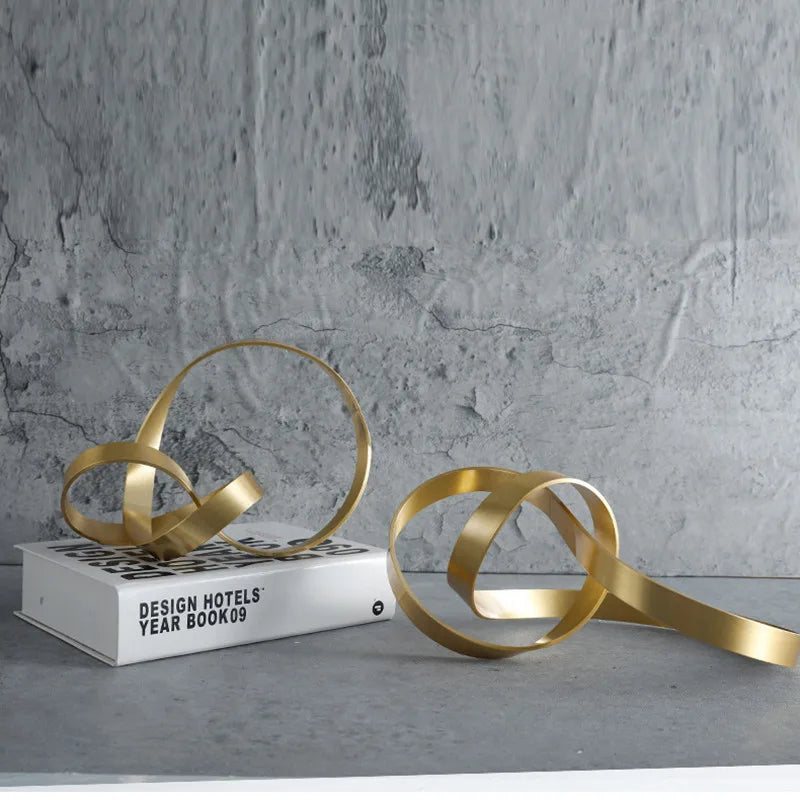 Modern Gold Metal Knot Sculpture