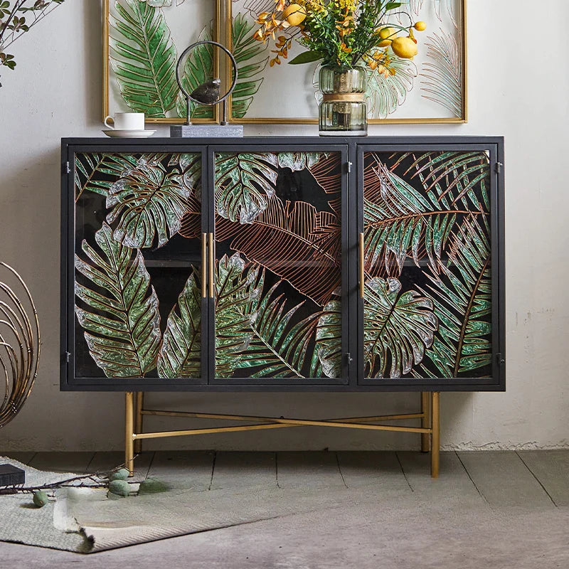 Monstera Leaves Metal Cabinet