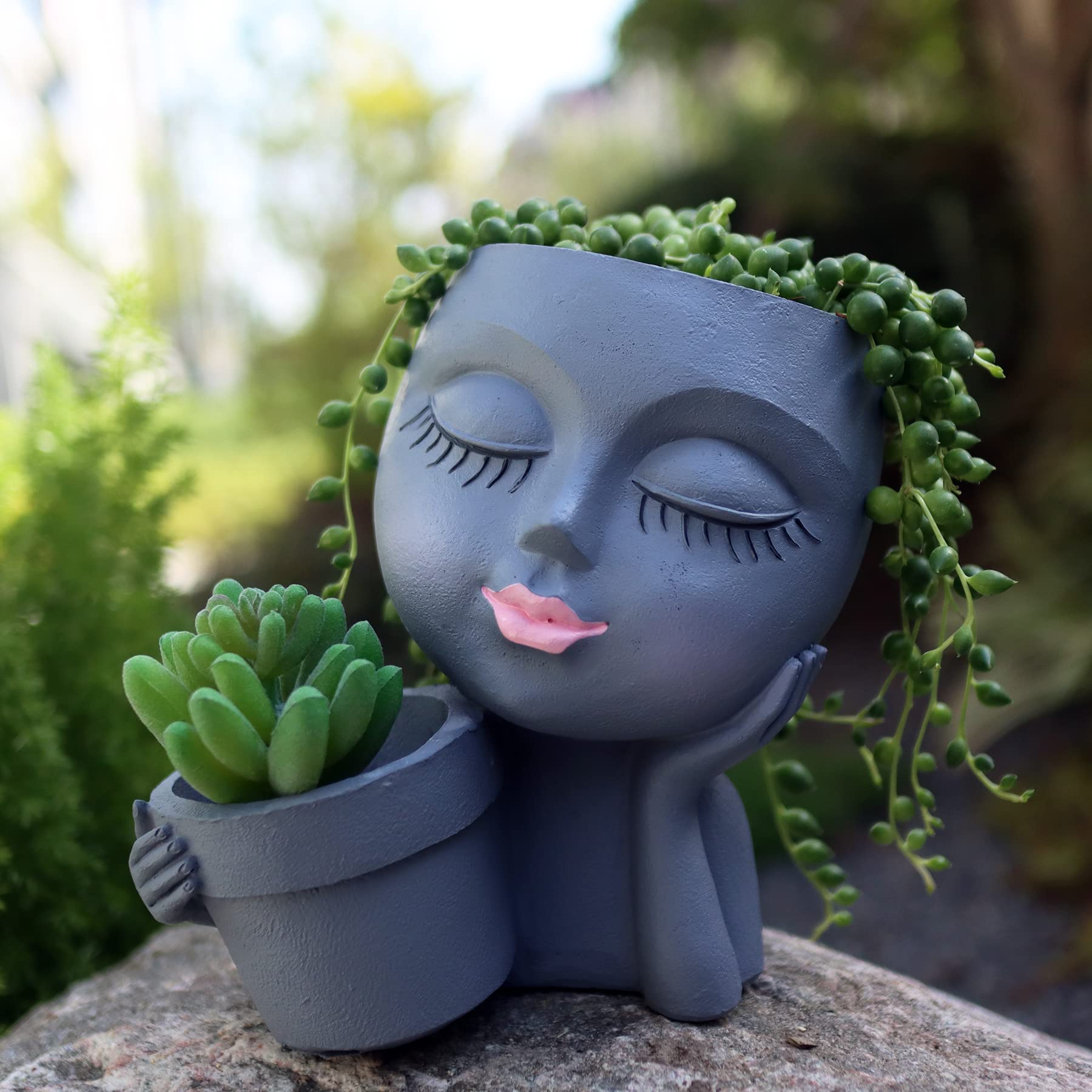 Cute Little Girl With Her Pot Flower Planter