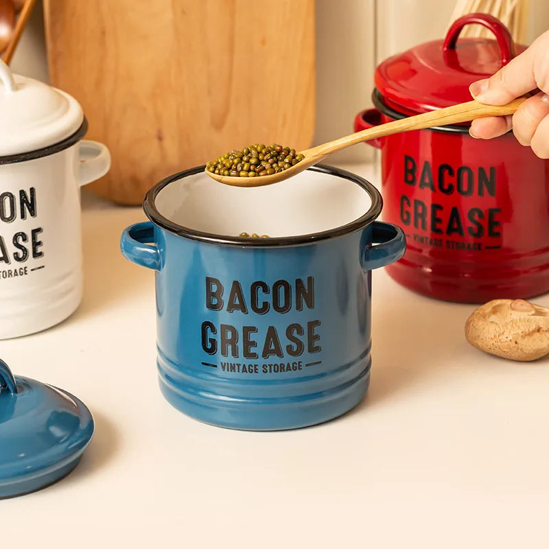 Pots de stockage de graisse de bacon