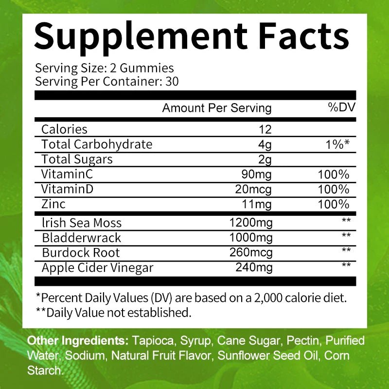 Irish Sea Moss Gummies with Bladderwrack & Burdock