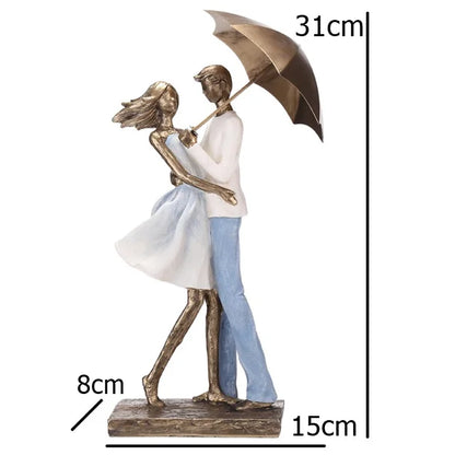 Abstract Metal Umbrella Couple Statue