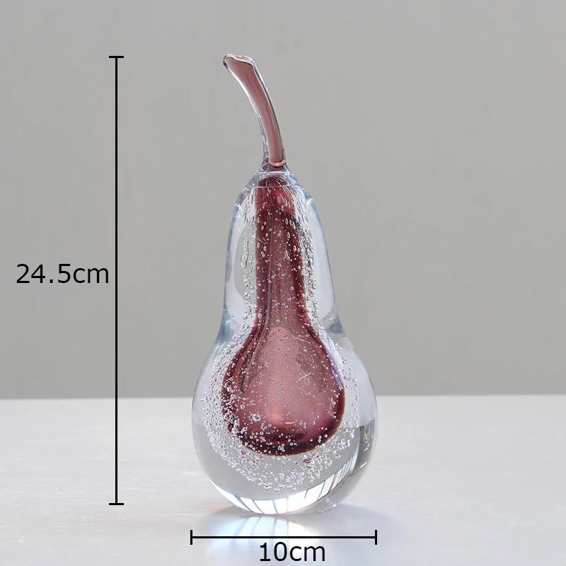 Bubble Glass Apple and Pear Statue - Aesthetic Fruit Desk Decoration Figurine Living Room Sculpture