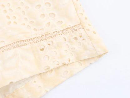 Khéline Hollow-Out Embroidery Shorts