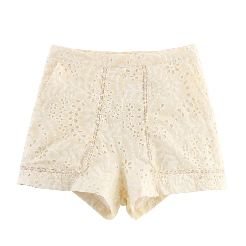 Khéline Hollow-Out Embroidery Shorts