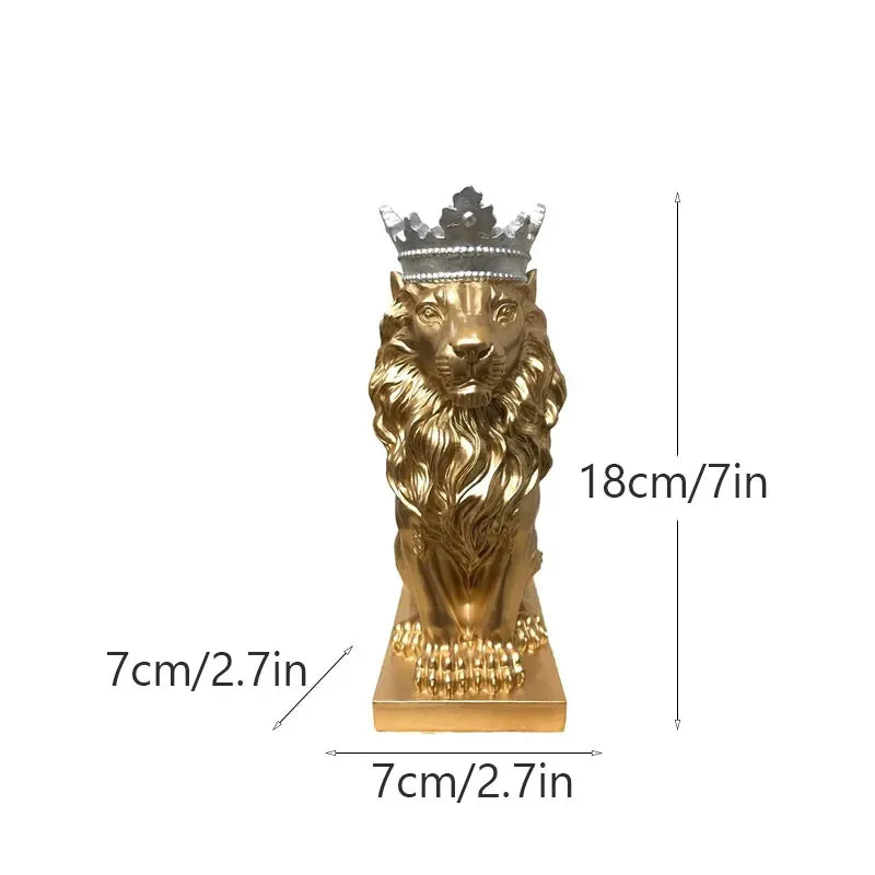 Golden Crown Lion King Statue