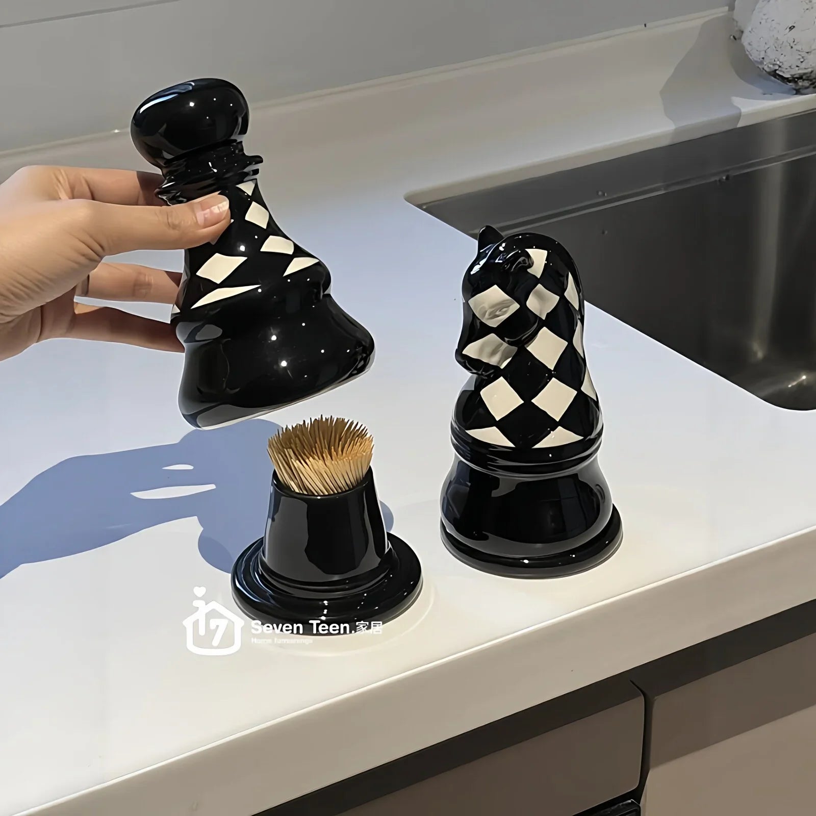 Ceramic Chess Piece Toothpick Holder - Luxury Desktop Decor Ceramic Decor Home decor Toothpick holder