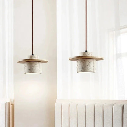 Vintage Stone Wood Pendant Lamp