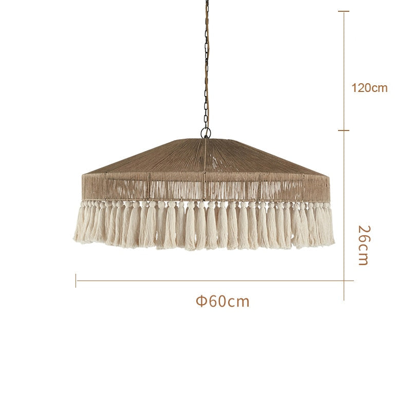 Bohemian Hemp Rope Tasseled Pendant Light