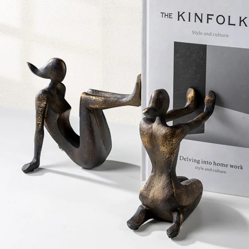 Modern Thinker Girl Statue - Abstract Character Home Decor bookend Figurine Home Decoration Accessories Living Room resin sculpture home decor Sculpture